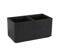 Lamela™ Karo Black Concrete Trough Planter, Stone Effect Rectangular Resin Pot With Coaster Wheels L80 W40 H40Cm
