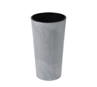 Lamela™ Lilia Light Grey Concrete Round Vase Plant Pot, Stone Effect Resin Indoor And Outdoor Planter D30 H57.1Cm