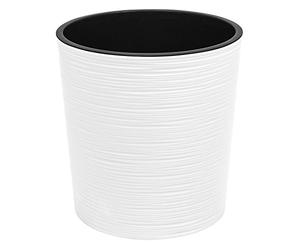LAMELA Plastic Flower Pot Diameter 30 cm with Inner Pot 12.5 L Ribbed White