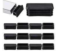 Lamellar Plugs, 40 x 60 mm, Lamellar Plugs, Rectangular Pipe Plugs, Pipe Cover, End Caps for Pipes, Pipe Plugs, Square, Chair Legs, Plastic (Black)