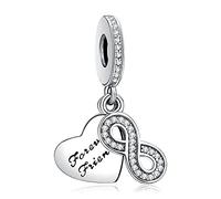 LaMenars Forever Friends Charms Engraved with The Words forever friends 925 Sterling Silver Family Beads Perfect for Bracelet Necklace Birthday Gifts for Best Friends Girls Women