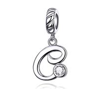 LaMenars Letter Dangle Bead Charms Initial Alphabet A-Z 925 Sterling Silver Zirconia fits European Charm Bracelets & Necklaces