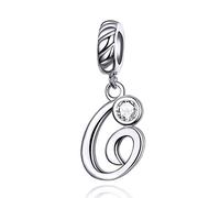 LaMenars Letter Dangle Bead Charms Initial Alphabet A-Z 925 Sterling Silver Zirconia fits European Charm Bracelets & Necklaces