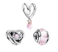 LaMenars Love for Mom Charm Trio Charm for Bracelets 925 Sterling Silver Bead Women Charms Mother's Day Birthday Anniversary Jewelry for Girls Wife
