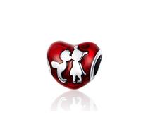 LaMenars Love Heart Charms Real 925 Sterling Silver Bead Charm Fits European Bracelets & Necklaces (Childhood Sweetheart)