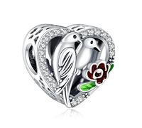 LaMenars Parrots Charms for 925 Sterling Silver for Women's Bracelets & Necklaces Dangle Pendant for Christmas Valentine's Day Mother's Day Gifts for Girls