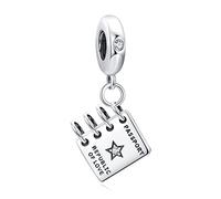 LaMenars Passport Dangle Charm 925 Sterling Silver Beads for Bracelets, Halloween Birthday Jewelry Gifts Women Girls