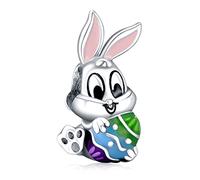 LaMenars Rabbit Embracing Eggs Charm for 925 Sterling Silver for Women's Bracelets & Necklaces Dangle Pendant for Christmas Day Valentine's Day Mother's Day Gifts for Girls
