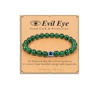 Lameybrt Evil Eye Black Beaded Bracelets for Men 6mm Onyx Handmade Yoga Stretch Elastic Bracelet Crystal Healing Power Energy - Christmas Gifts Birthday Gifts, 8 mm, Gemstone, no gemstone