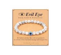 Lameybrt Evil Eye Black Beaded Bracelets for Men 6mm Onyx Handmade Yoga Stretch Elastic Bracelet Crystal Healing Power Energy - Christmas Gifts Birthday Gifts, 8 mm, Gemstone, no gemstone