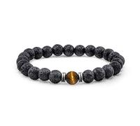 Lameybrt Evil Eye Bracelet 4 mm Natural Stretch Adjustable Beaded Bracelets for Men, One Size, agate, Agate