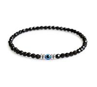 Lameybrt Evil Eye Bracelet 4 mm Natural Stretch Adjustable Beaded Bracelets for Women Gifts for Birthday/Anniversary/Christmas, One Size, agate, Agate