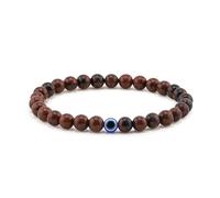 Lameybrt Evil Eye Bracelet 6mm Natural Stretch Adjustable Beaded Bracelets for Men, L (7.6"-8.5"), agate, Agate