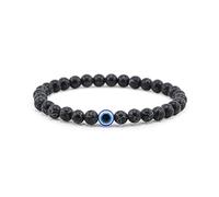 Lameybrt Evil Eye Bracelet 6mm Natural Stretch Adjustable Beaded Bracelets for Men, L (7.6"-8.5"), agate, Agate