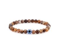 Lameybrt Evil Eye Bracelet 6mm Natural Stretch Adjustable Beaded Bracelets for Men, S (6"-6.5"), agate, Agate