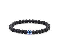 Lameybrt Evil Eye Bracelet 6mm Natural Stretch Adjustable Beaded Bracelets for Men, XL (8.6"-9.5"), agate, Agate