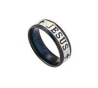 LAMGUL 8mm Stainless Steel Religious Jesus Cross Ring Russian God Save Us Band Rings For Men Women Christian Jewelry Anillos