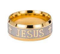 LAMGUL 8mm Stainless Steel Religious Jesus Cross Ring Russian God Save Us Band Rings For Men Women Christian Jewelry Anillos