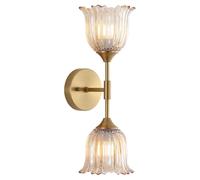 LAMGUL Crystal Wall Lamp Indoor Gold Vintage Wall Light Green Glass Bedroom Lamp Up and Down Sconce Wall Florentine Decoration Wall Lighting Retro Crystal Light Double Head,Green