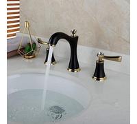 LAMGUL Faucet Bathroom Faucet Deck Mounted Black Painting 2 Handles Bathroom Bathtub Basin Mixer Tap Faucet-Matte Black Faucets Water-tap
