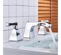 LAMGUL Faucet Kitchen Taps Kitchen Tap Faucet Light Chrome Bathroom Faucet Spread Double Handle Basin Mixer Tap Deck Mounted Chrome Hot Cold Water Faucet Faucets Water-tap