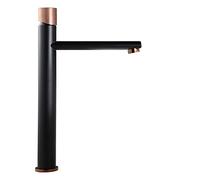 LAMGUL Faucet Modern Black Rose Gold Tall Bathroom Basin Faucet with Knurled Design 100% Brass Countertop Mounted Mixer tap