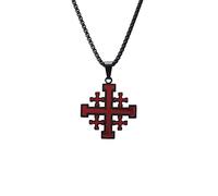 LAMGUL JERUSALEM CROSS NECKLACE FOR MEN BIBLE CRUSADERS STAINLESS STEEL PENDANT ISRAEL JEWELS Bible Crusaders