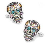 LAMGUL Men's Skull Cufflinks Quality Brass Material Muti-color Day Of The Dead Cuff Links