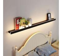 LAMGUL Modern LED Wall Lamp Indoor Dimmable, 60Cm Black Long Strip Wall Light Up Down Bedside Lamp, with Shelf, for Living Room Bedroom Hallway, Acrylic Lampshade, 2700K-6500K, 24W, 2400LM
