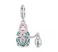 LAMGUL Openable Matryoshka Russian Doll Dangle Charm Genuine 925 Sterling Silver Compatible With Pandora Bracelet