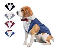 Lamiaraga Blue Dog Tuxedo Bowtie Wedding Outfit for Small Dog Costumes Formal Wear Perfect for pet Birthday Ring Bearer Man Costume