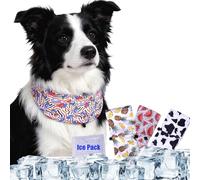 Lamiaraga Dog Cooling Bandana, Cooling Collar for Dogs, Waterproof Ice Pack Bandana for Summer, Adjustable for Small Medium Large Dogs, 2 Sets Reusable Ice Packs