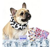 Lamiaraga Dog Cooling Bandana, Cooling Collar for Dogs, Waterproof Ice Pack Bandana for Summer, Adjustable for Small Medium Large Dogs, 2 Sets Reusable Ice Packs