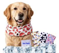 Lamiaraga Dog Cooling Bandana, Cooling Collar for Dogs, Waterproof Ice Pack Bandana for Summer, Adjustable for Small Medium Large Dogs, 2 Sets Reusable Ice Packs