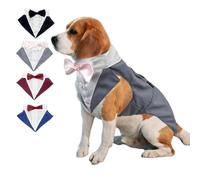 Lamiaraga Grey Dog Tuxedo Bowtie Wedding Outfit for Large Dog Costumes Formal Wear Perfect for pet Birthday Ring Bearer Man Costume