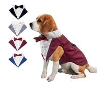 Lamiaraga Red Dog Tuxedo Bowtie Wedding Outfit for Medium Dog Costumes Formal Wear Perfect for pet Birthday Dog Ring Bearer Man Costume