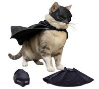 Lamiarga Cat Costume for Cat and Mask Cosplay Set with leather cape | Black Leather Cape Outfit for Halloween, One Size Fits All Ca t Breeds