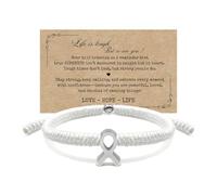 LAMIBEE Bracelet For A Cause, Awareness Ribbon Bangle Bracelets, Wristbands Get Well Soon, Protection Surfer String Bracelet for Men, Women Boho Amulet Style (White Awareness)
