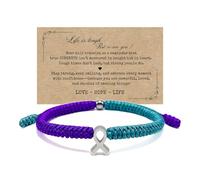 LAMIBEE Bracelet For A Cause, Awareness Ribbon Bangle Bracelets, Wristbands Get Well Soon, Protection Surfer String Bracelet for Men, Women Boho Amulet Style, M, No, crystal