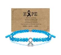 LAMIBEE Bracelet For A Cause, Crystal Bead Bracelet, Awareness Ribbon Bangle Bracelets, Wristbands for Awareness, Protection Surfer String Bracelet for Men, Women, M, No, crystal