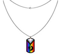 LAMIBEE LGBTQIA+ Rainbow Pendant Necklace, Reflects Pride Colors for Lesbian, Gay, Bisexual, Transgender, Non-Binary, and More, Adjustable Sun Catcher Design, L, Cubic Zirconia, No Gemstone