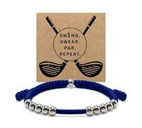 LAMIBEE Premium Golf Stainless Steel 10 Bead Score Counter Bracelet, Golf Stroke Count Bracelet, Resizable Easy Adjust Golf Round Scoring Tracker, Durable Stylish Golf Accessory (Navy)