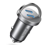 Lamicall 30W Cigarette Lighter USB C Car Charger - [2025 Super Mini All Metal] 24 V/12 V Car Charger Adapter with [2 x 30W USB C] Port, PD & QC 3.0 Car Phone Charger for iPhone 16/15/14, for Samsung