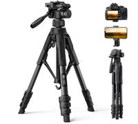 Lamicall 67inch Camera Tripod, Camera Stand - [Patented Rapid Leg Deployment] 170cm Lightweight Travel Tripod Camera, 3-Way Head 8kg Max Load, with Phone Holder & Carry Bag, for DSLR, GoPro