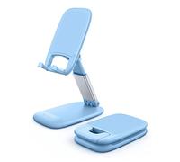 Lamicall Adjustable Phone Stand for Desk - Foldable Phone Holder Cradle Dock for iPhone 17 16 15 14 Pro Max Plus Air, 13 12 Pro Max Mini, 11 Pro, Xs, XR, X, 8, Samsung S23, 4"-8" Mobile Phones - Blue