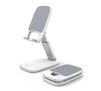 Lamicall Adjustable Phone Stand for Desk - Foldable Phone Holder Cradle Dock for iPhone 17 16 15 14 Pro Max Plus Air, 13 12 Pro Max Mini, 11 Pro, Xs, XR, X, Samsung S23, 4"-8" Mobile Phones - White