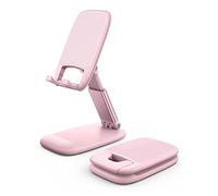 Lamicall Adjustable Phone Stand for Desk - Foldable Phone Holder Cradle Dock for iPhone 17 16 15 14 Pro Max Plus Air, 13 12 Pro Max Mini, 11 Pro, Xs, XR, X, 8, Samsung S23, 4"-8" Mobile Phones - Pink