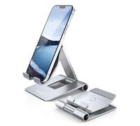 Lamicall Aluminum Phone Stand, Adjustable Phone Holder - Foldable Metal Stand Mount Cradle Dock for Desk, for iPhone 16/15/14/13/12/11 Pro Mini Pro Max, Xs Max XR X 8, Samsung S23, Smartphones - White