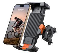 Lamicall Bike Phone Holder Bicycle - 【Metal Clamp】 Motorbike Phone Holder, Universal Motorcycle Handlebar Clamp Mount for iPhone 17 16 15 14 13 Pro Max Mini Air, Samsung S25 Ultra, All Phones - Orange