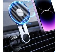 Lamicall Car Phone Holder for MagSafe - [20x N52 Magnet] Magnetic Phone Car Mount, Air Vent Phone Mount for iPhone 16 15 14 13 Pro/Max/Plus/Mini & MagSafe Case, Others with Metal Ring - Carbon Fibre